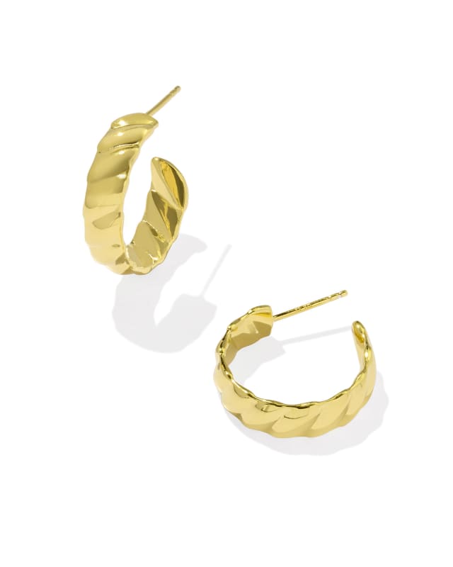 Tyler Wide Small Hoop Earrings in 18k Gold Vermeil image number 0.0